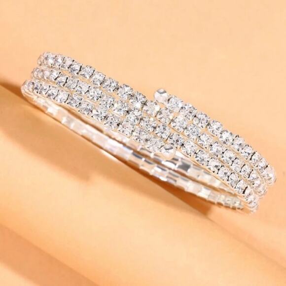 Rhinestone Arm Bracelet Armlet Body Jewelry Adjustable Arm Wrap - Picture 2 of 2